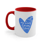 Israel Mug my Heart is with Israel Accent Coffee Mugs 11 oz red blue Am Israel Chai jewgotitart jewish gift Israelite Israeli Hanukkah gifts