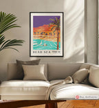 Dead Sea Wall Art Print | Framed Poster Print Israel Jewish Gift Hand Drawn City Art | Yisrael Chai Gift Israeli Artist Unique Judaica Art