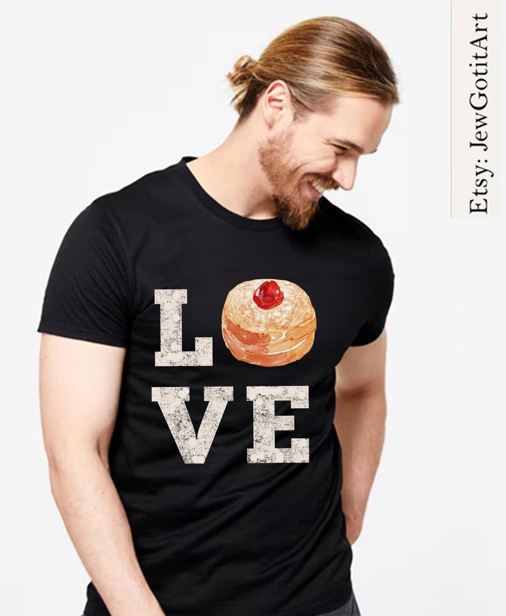 Love Donuts Hanukkah Tshirt unisex Shirt woman, man shirt, jewish gifts Israel Art Jewish Shirt Chanukah Israeli Artist Holiday Jelly Donut