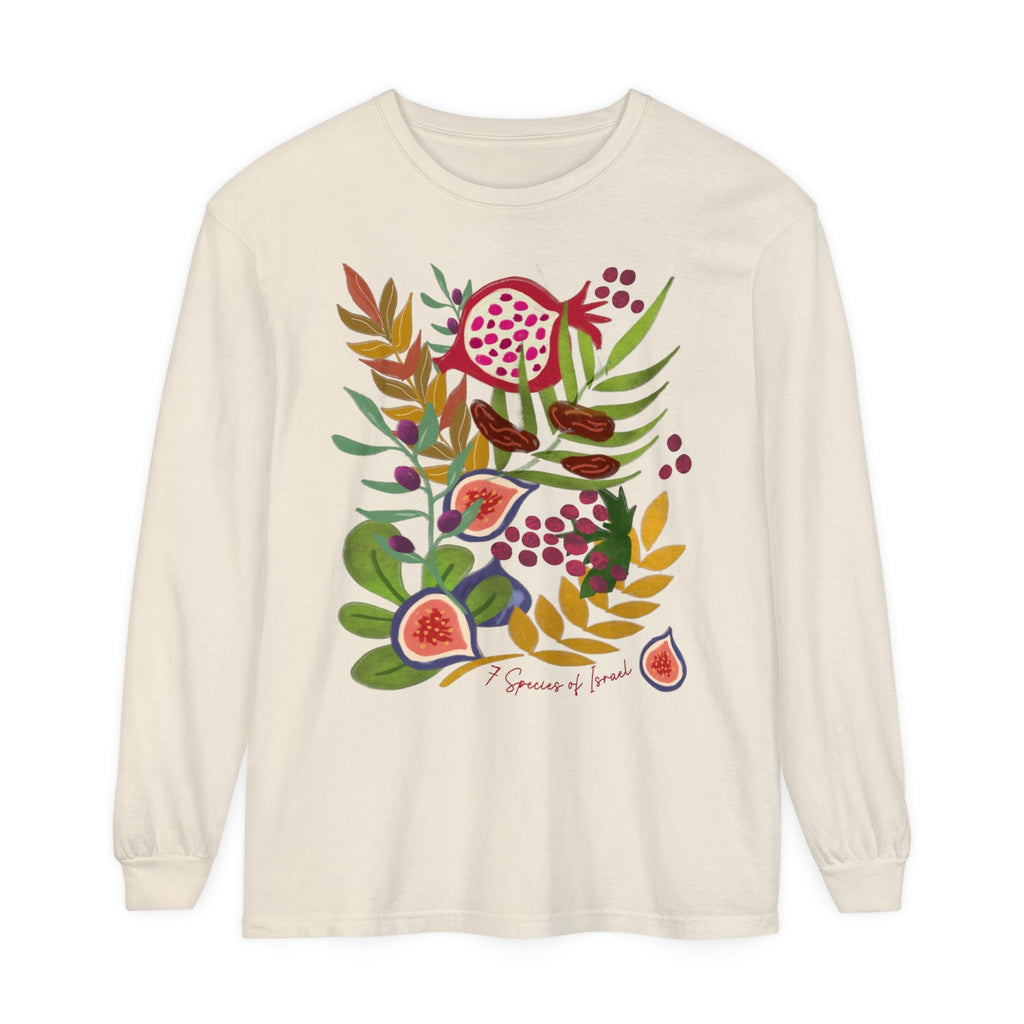 Any Design on a Long Sleeve Unisex Garment-dyed Long Sleeve T-Shirt shirt woman man jewish gift, Israel Design Graphic Shirt Am Yisrael Chai