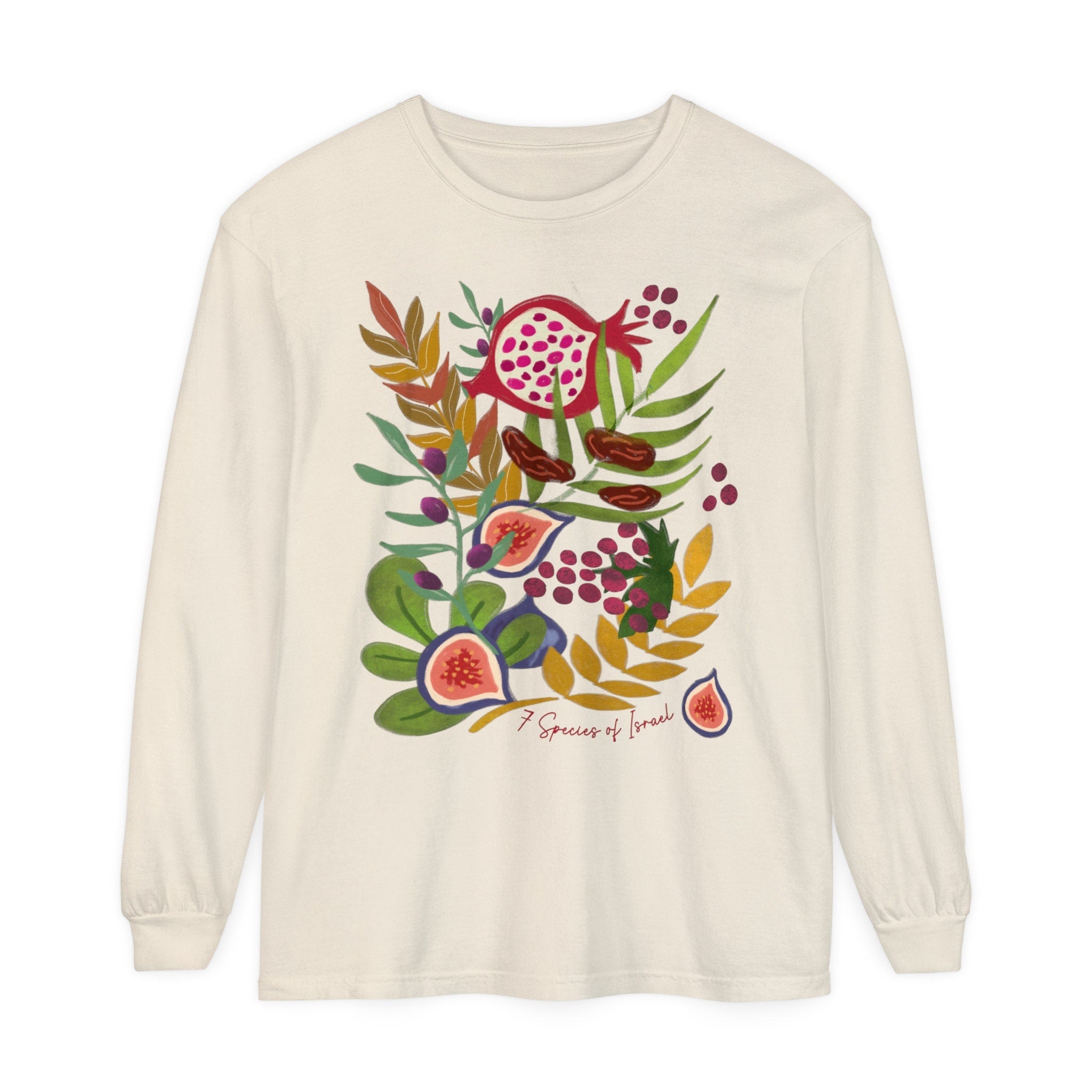 Any Design on a Long Sleeve Unisex Garment-dyed Long Sleeve T-Shirt shirt woman man jewish gift, Israel Design Graphic Shirt Am Yisrael Chai