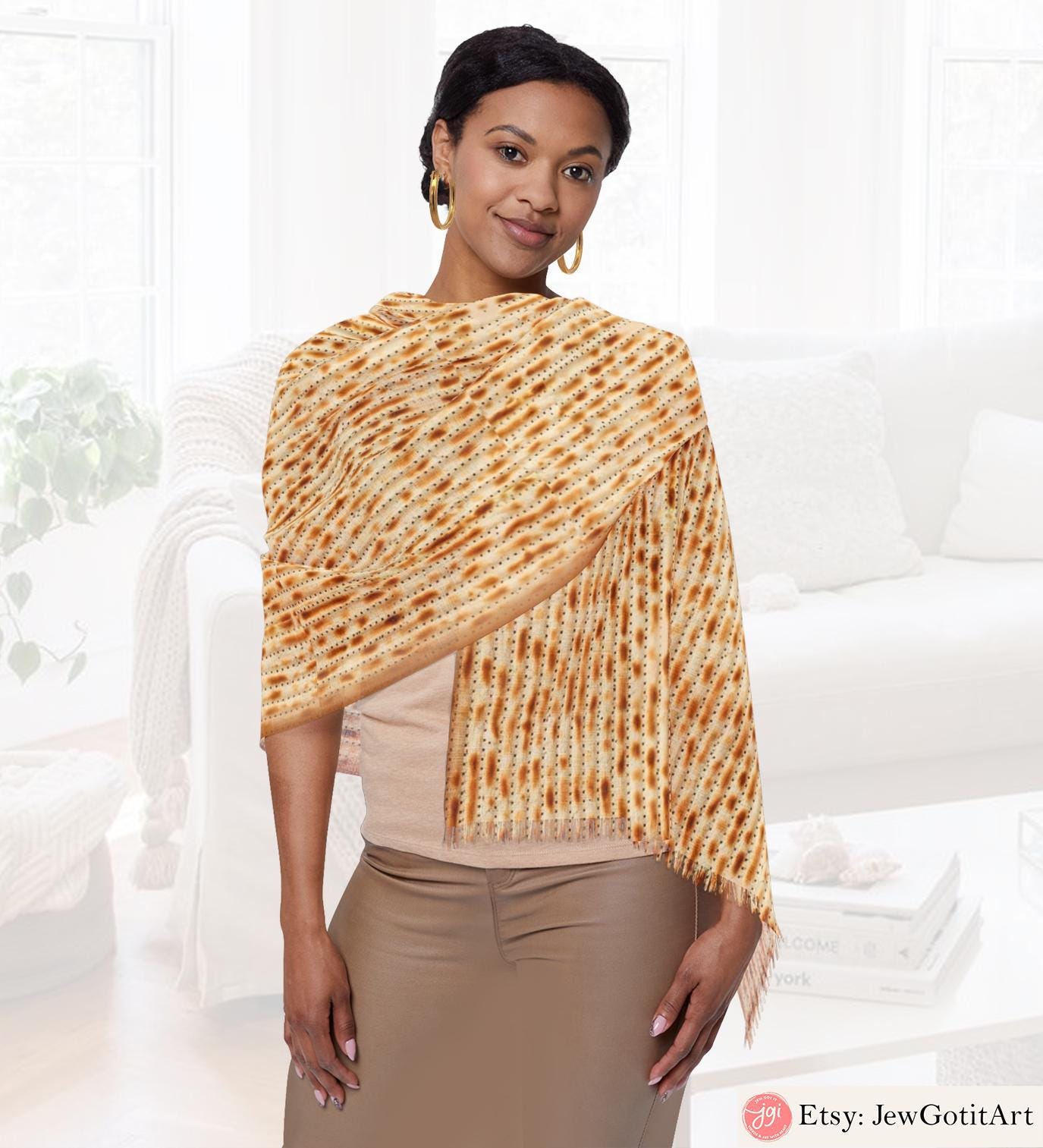 Matzah Scarf Passover Gift Light Men Women Hair Cover Covering Jewish Israeli Artist Am Yisrael Chai Headwrap Passover Gifts Pesach gifts