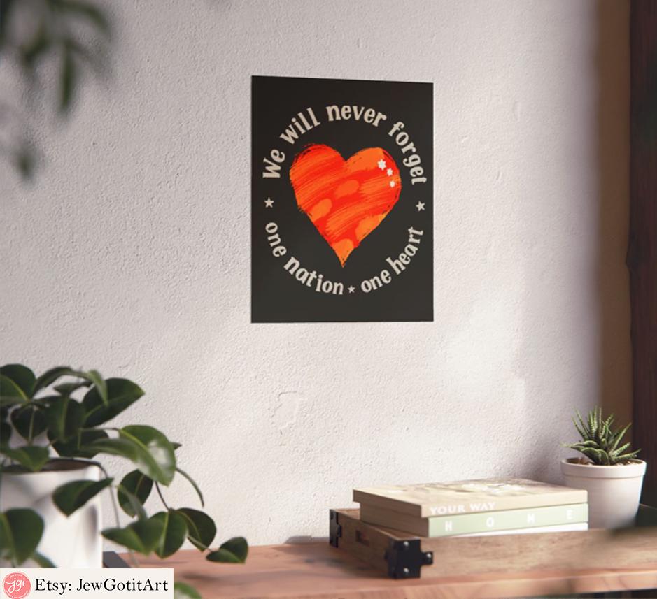 Never Again Wall Art – Jewish Digital Download – Am Yisrael Chai Poster – Israeli Artist – Never Forget Judaica – Printable Jewish Gift