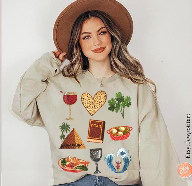 Passover T-Shirt for Men & Women Graphic Tee, Jewish Holiday Shirt Pesach Shirt Am Yisrael Chai Passover Gift Jewish Apparel Moses Matzah