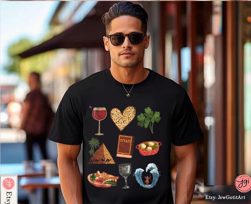 Passover T-Shirt for Men & Women Graphic Tee, Jewish Holiday Shirt Pesach Shirt Am Yisrael Chai Passover Gift Jewish Apparel Moses Matzah