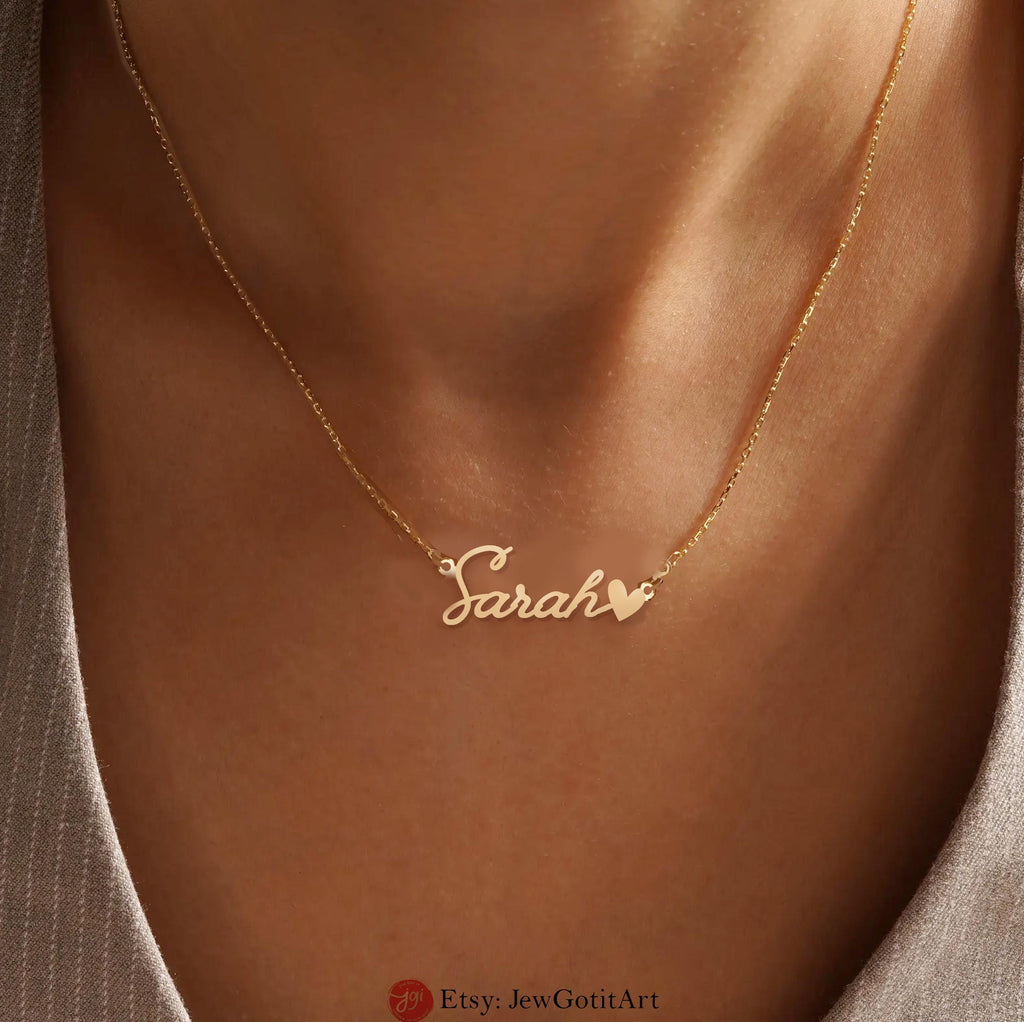 Custom Name Necklace English Hebrew Personalized Jewelry Designed Israeli Artist Customizable Nameplate Necklace Jewish Gift for Her Names