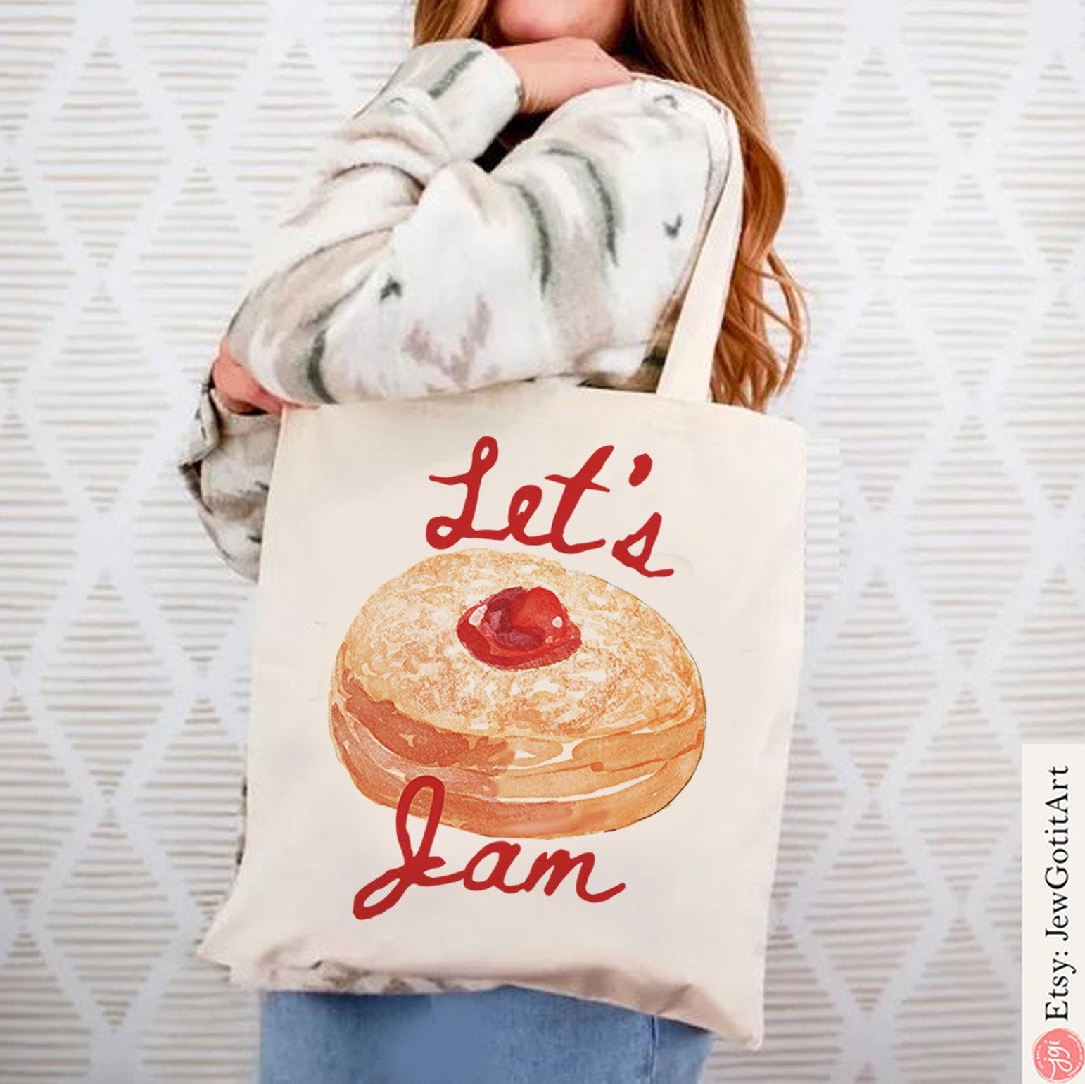 Hanukkah Donut Mug 11oz 15oz Tote bag Canvas Jelly Donut jewish art coffee Ceramic Israel jewish Hanukkah Gifts Israeli Artist Israel Art