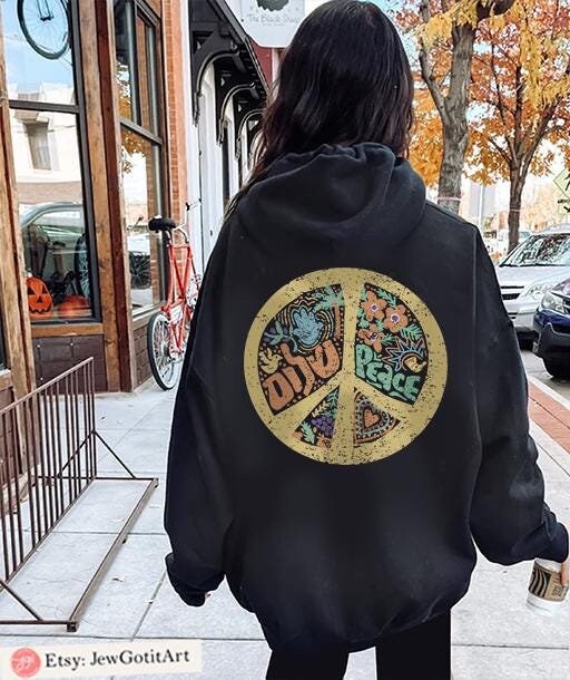 Peace Sign Shalom Hoodie Sweater Sweatshirt woman man shirt jewish gifts Israel Art Jewish Shirt Hanukkah Gifts Israel Artist Peace sign Art