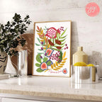 Art Fruits Poster 7 Species of Israel, Premium Matte Vertical Posters, Jewish gift, Israel, hand drawn art, Jewish Art, wall decor, posters