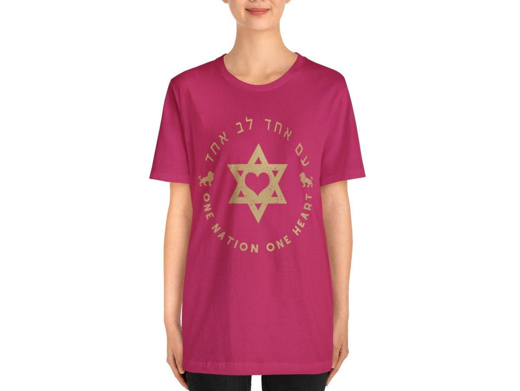 Israel, One Nation One Heart Tshirt Unisex, woman man jewish gift lion judah Graphic, israeli tshirt israelite, Hanukkah gifts, am Yisrael