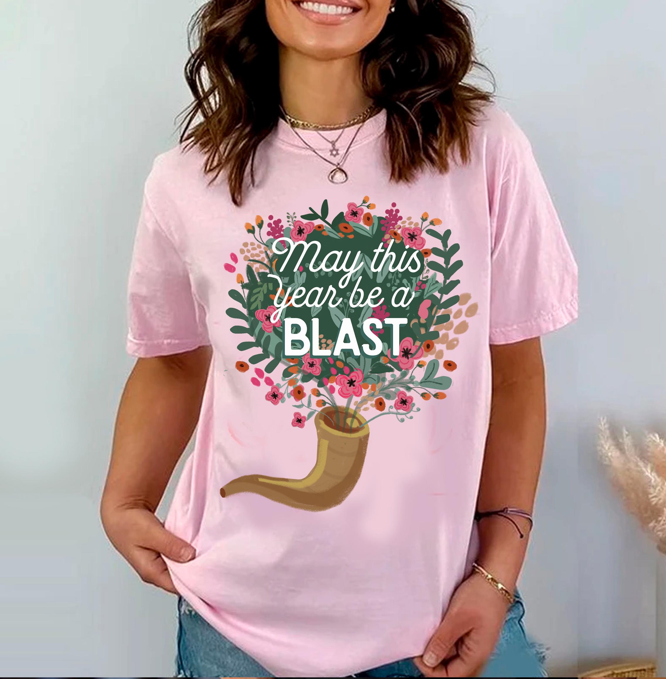 Shofar TShirt Rosh Hashanah Am Yisrael Chai graphic tees tshirt  jewish gift Israeli Artist Hashana Jewish Holiday Gifts Horn Shana Tova