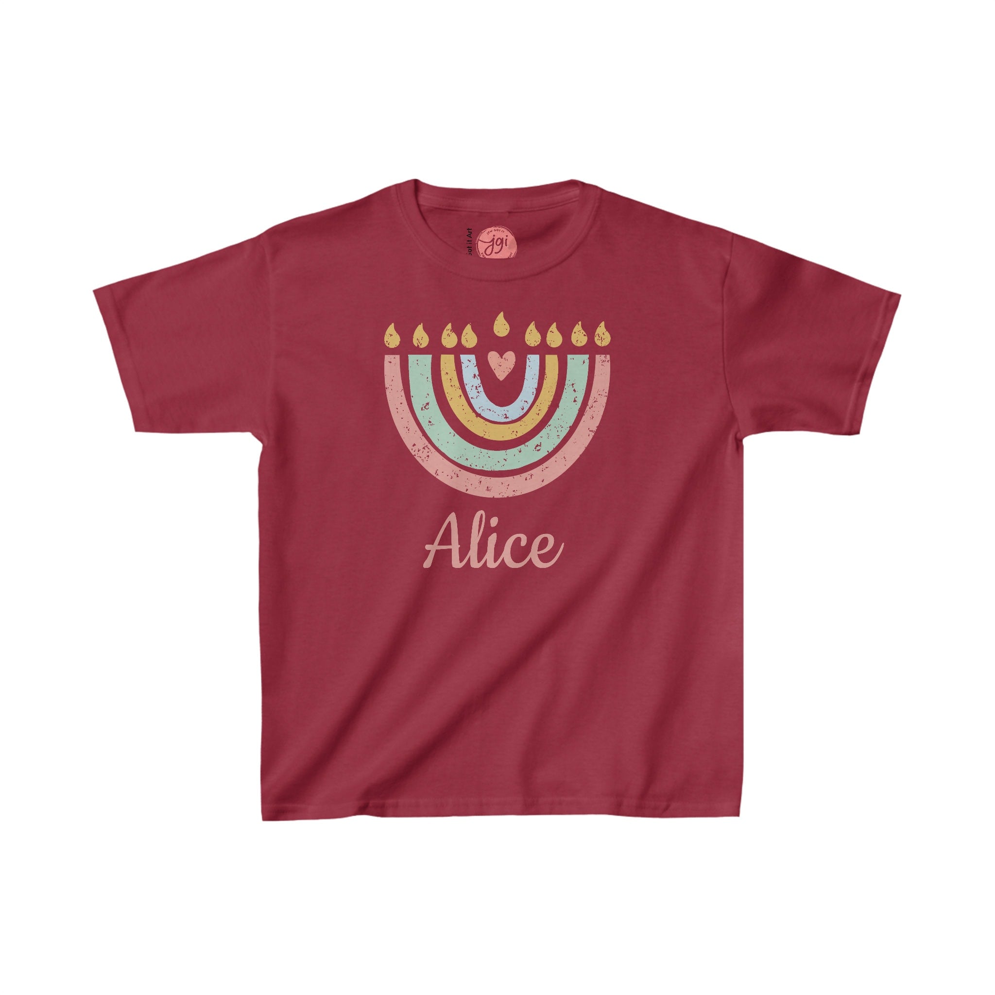 Personalized Hanukkah Shirt with Menorah, Girl shirt, add name, custom gift, tshirtnKids Heavy Cotton Tee, hanukkah gifts, designs, israel