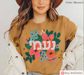 Personalized Hebrew Name Shirt Custom Israel Shirt with Floral Art Jewish Gift Hebrew Name Tee Hebrew Letter Shirt Jewish Clothing Flowers