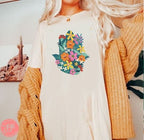 Flower Hasma Shirt, Jewish tshirt, Hebrew shirt, woman shirt, t-shirt women trendy, Vintage Inspired Cotton T-shirt, Unisex Tee flower shirt