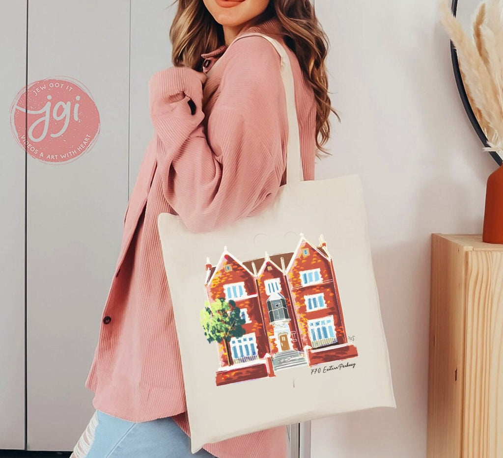 CHABAD 770 Bag, Eastern Parkway, Tote bag, cotton canvas bag, Tote bag, Aesthetic tote bag, Aesthetic, Gift for her, rebbe, Art, Jewish