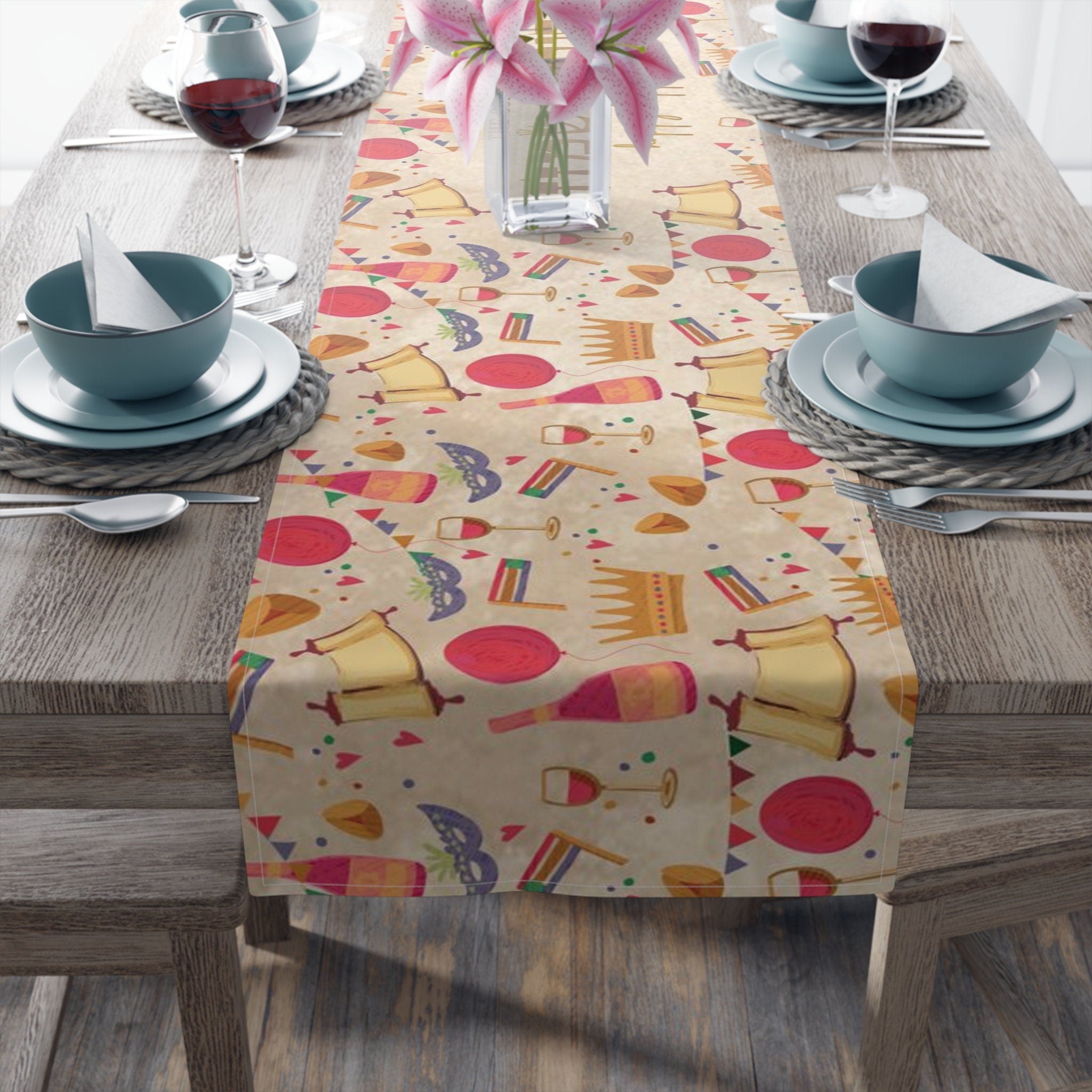 Personalized Purim Table Runner Decoration Jewish gifts Israel Mishloach Manot gift Holiday Israeli Artist Decor Art customized Costume