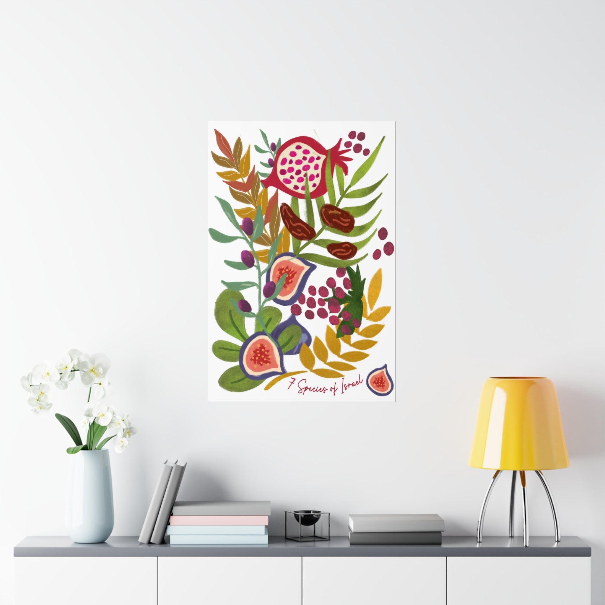 Art Fruits Poster 7 Species of Israel, Premium Matte Vertical Posters, Jewish gift, Israel, hand drawn art, Jewish Art, wall decor, posters
