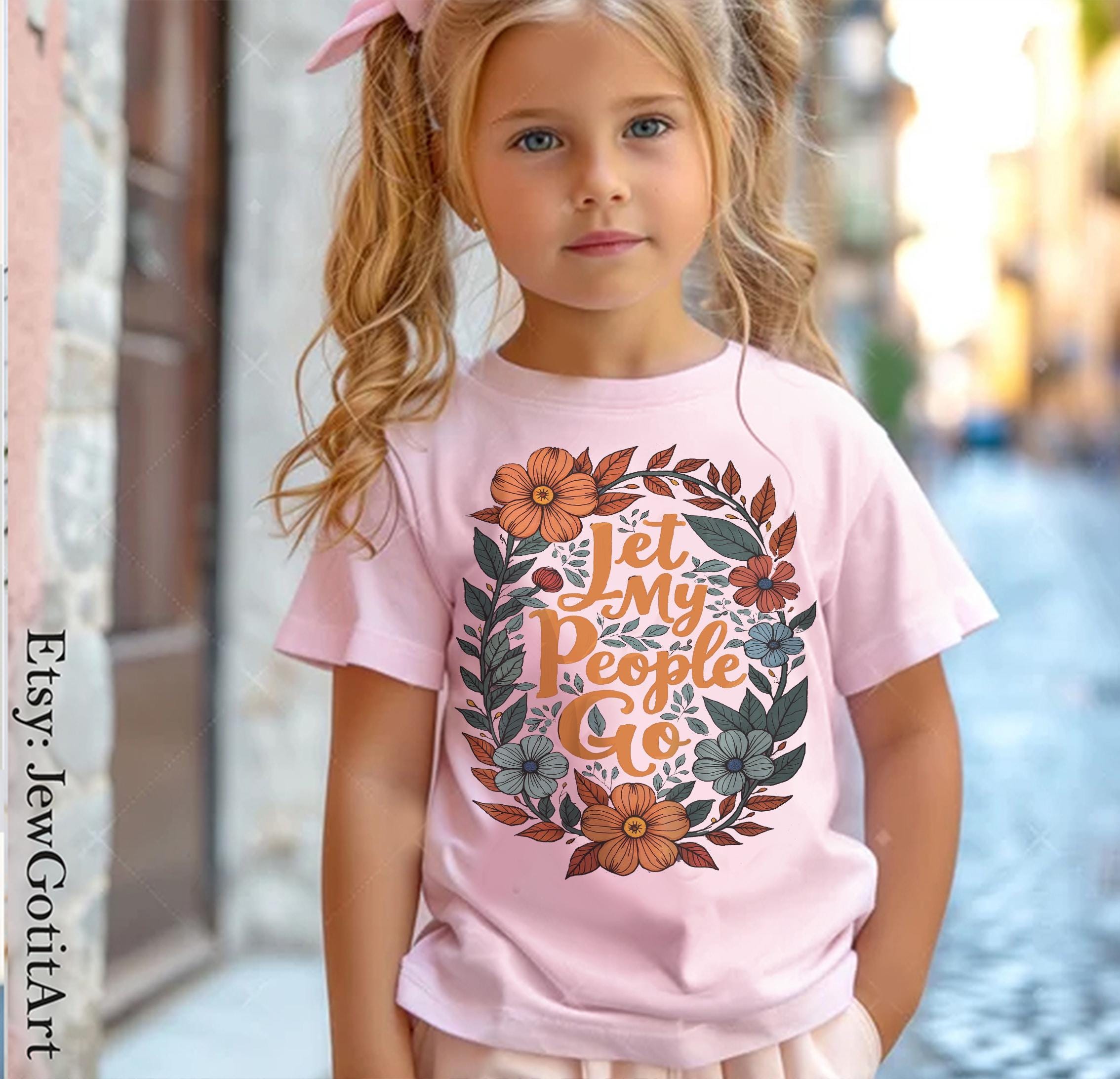 Let My People Go Passover Gift Graphic Tee Pesach Gift Jewish Israeli Artist Shirt Am Yisrael Chai Israel Art Kid T-Shirt Jewish Apparel