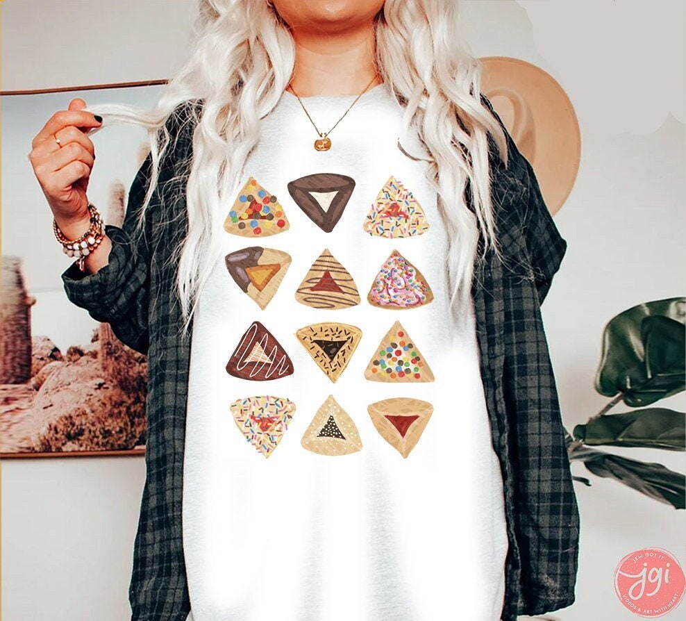 Hamantaschen Purim Shirt Cookie Cookies Stand with Israel Unisex t-shirt Jewish gifts Am Yisrael Chai Cotton Israel Art Israeli Artist Gift