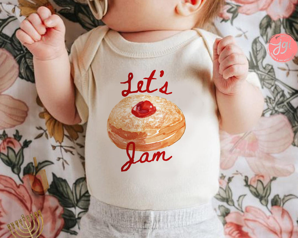 Hanukkah Sweater Donut Hoodie | Let’s Jam Jelly Donut Shirt | Jewish Gift for Men & Women | Chanukah Israeli Artist Design Hanukkah Shirt