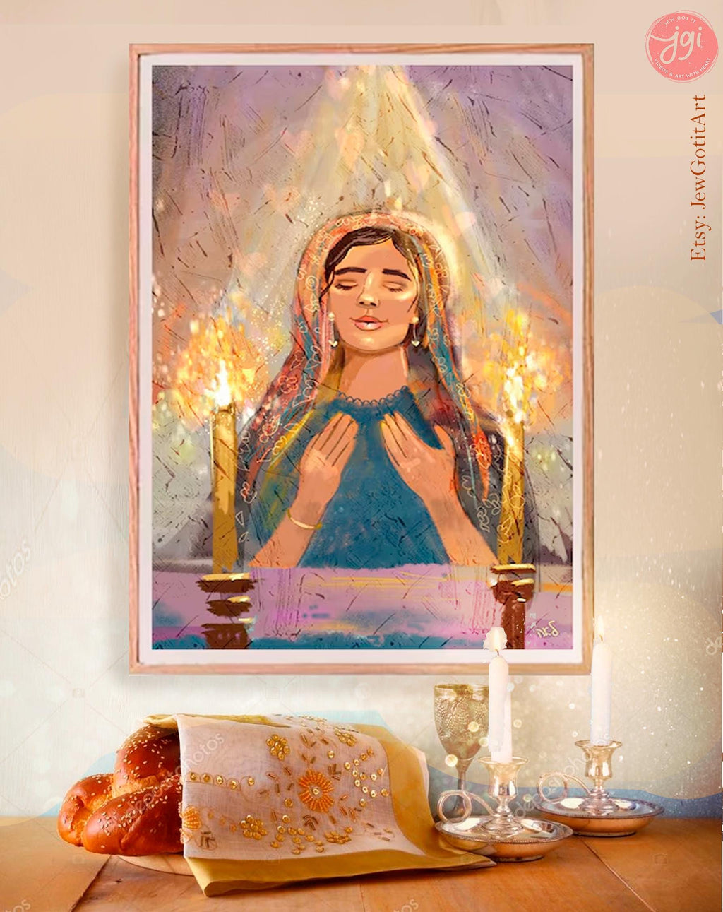 Shabbat Candles Wall Art Lighting