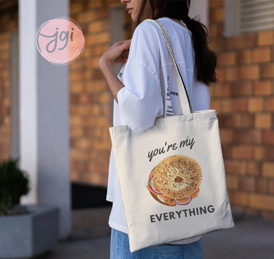 Everything Bagel Tote bag, cotton canvas bag, Tote bag, Aesthetic tote bag, Aesthetic, Gift for her, Gift for him, Art tote bag, Art, bagel