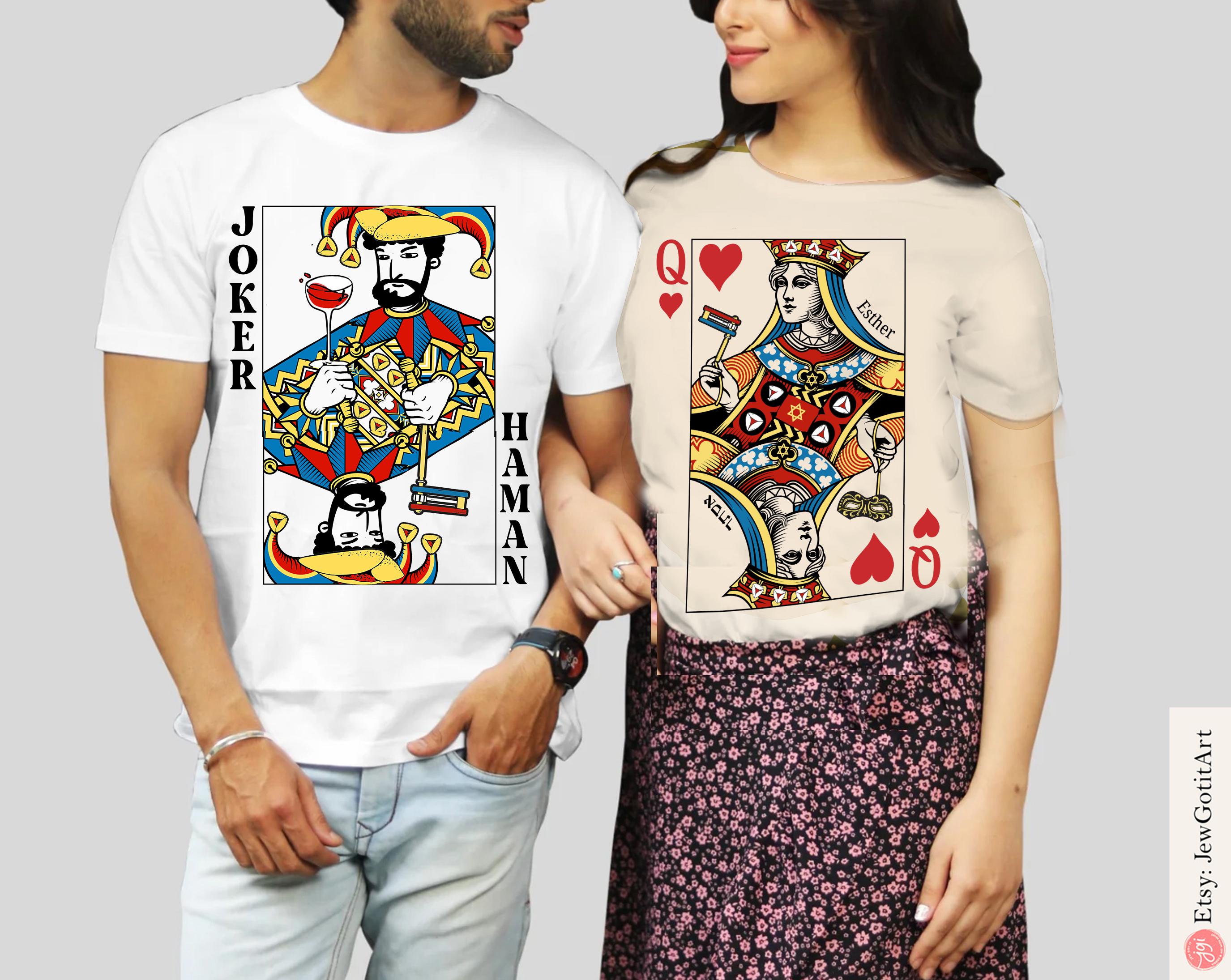 Haman Joker T-Shirt Purim Sweatshirt Unique Purim Costume by Israeli Artist Perfect Jewish Holiday Gift Am Yisrael Chai Queen Card Shirt