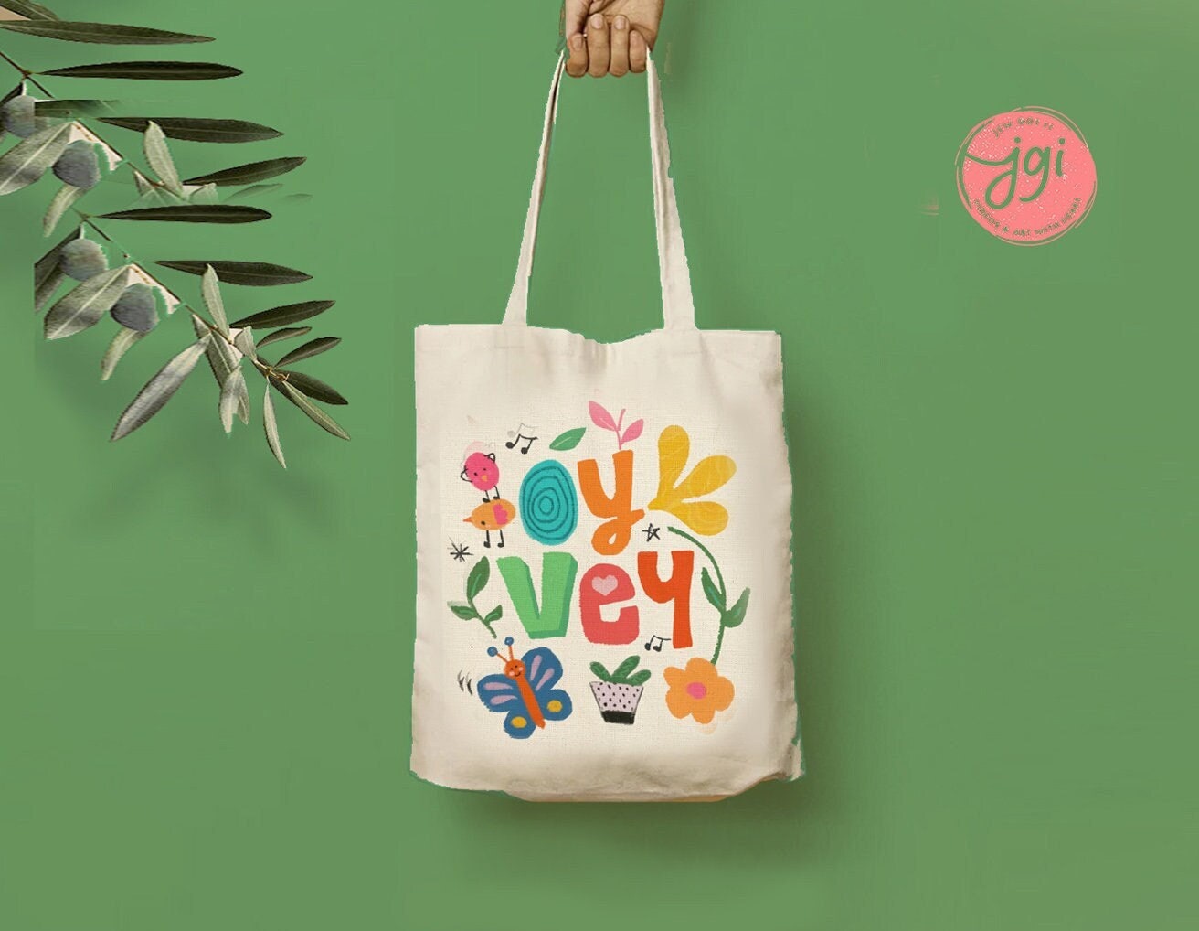 OY VEY Canvas Bag, Tote bag, Gift idea, cotton canvas bag, Aesthetic tote bag, Aesthetic, Gift for her, Art tote bag, Art, Shabbat, Jewish