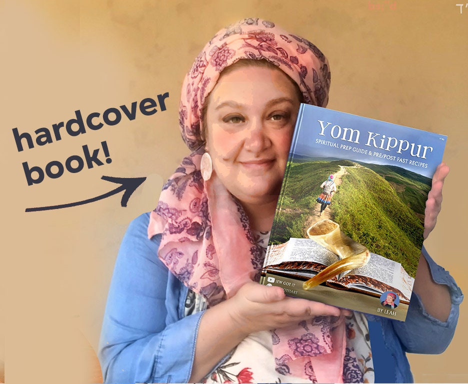 Hard Cover Yom Kippur Spiritual Prep Book, Cookbook Recipes for pre post Fast, blessings, shana tova, jewish holiday, decorations, gift