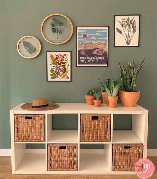 Jerusalem Wall Art Poster Print by Israeli Artist - Unique Hebrew & Jewish Art Gifts - Am Yisrael Chai Jewish Art Israel City Art Kotel