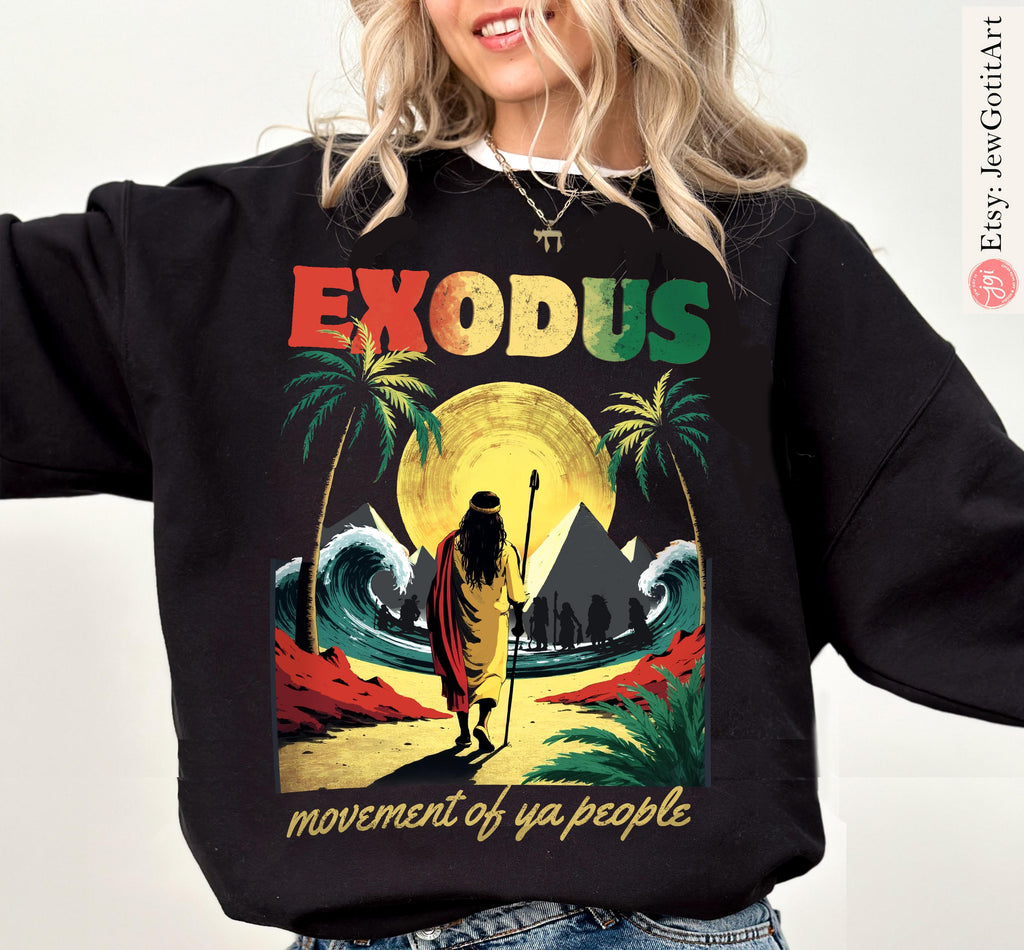 Exodus Passover Hoodie Sweatshirt Reggae Movement of Ya People Rastafarian Shirt Spiritual Gift Biblical Shirt African Heritage Apparel Art