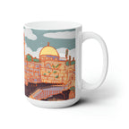 Jerusalem Mug, art drawing, tea cup, coffee cup, Ceramic Mug 11oz, work mug, morning mug, Israel, Jewish gift, coffee mug, Jerusalem, gift