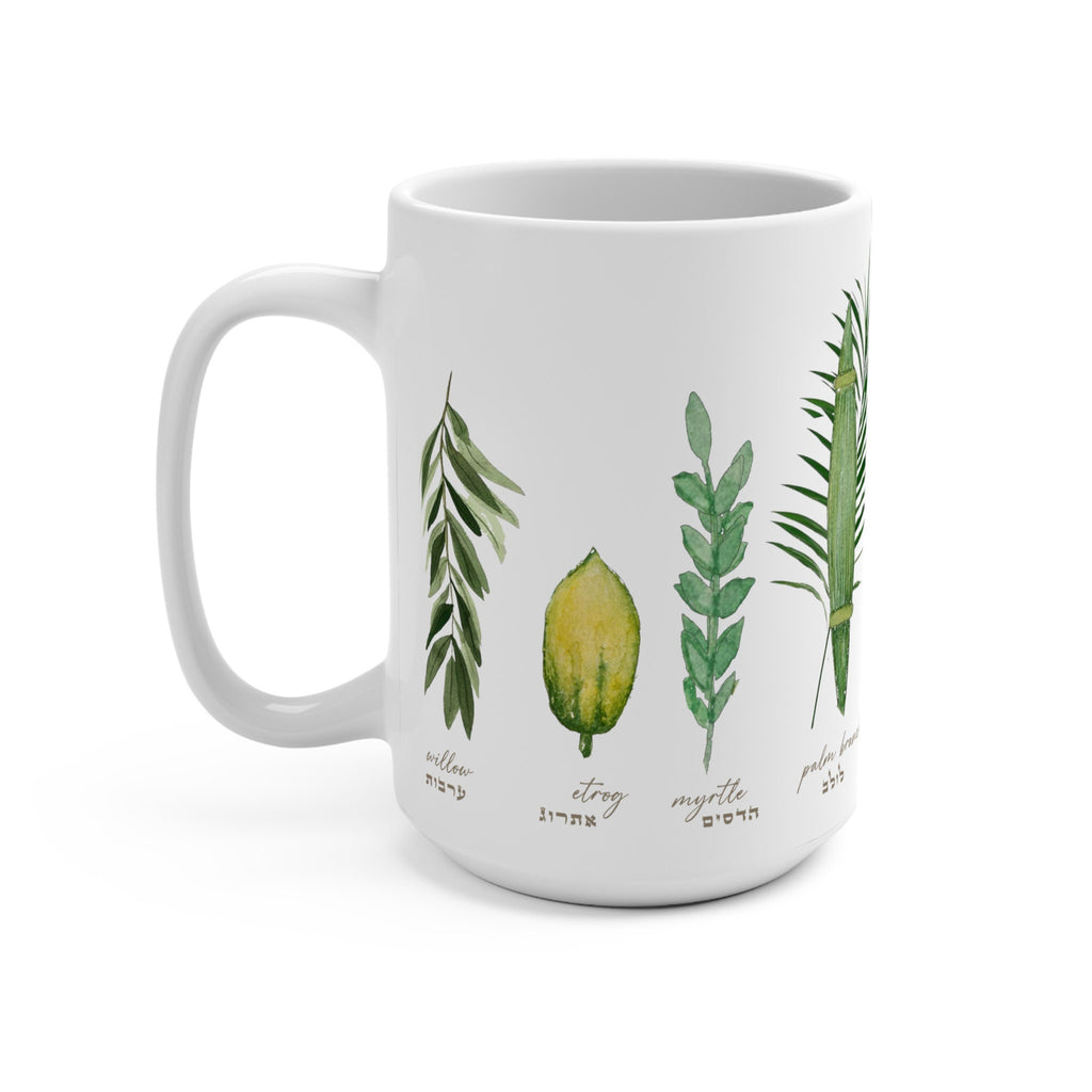 Sukkot Etrog & lulav 4 Species Mug, art, tea cup, coffee cup, Ceramic Mug 11oz 15oz, mug, Israel, Jewish, coffee mug, feast of tabernacles