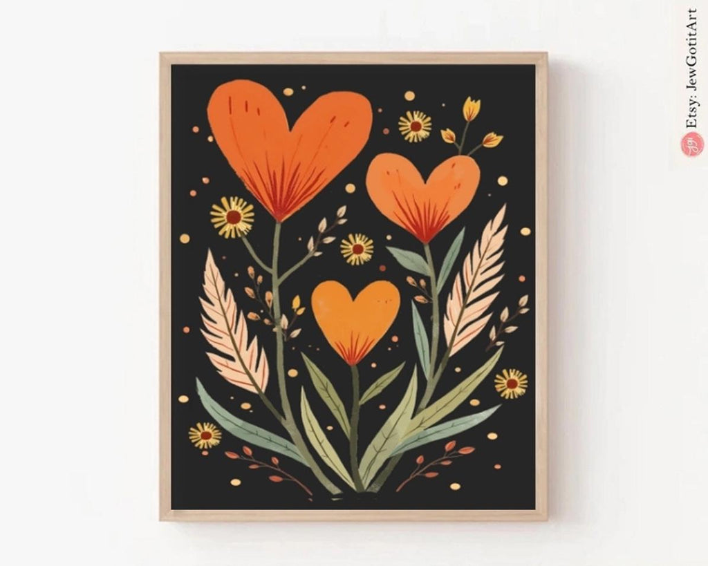 Flower Wall Art Never Forget Never Again Poster Jewish Gift Am Yisrael Chai Israeli Artist Framed or Unframed Jewish Decor Flowers Poster