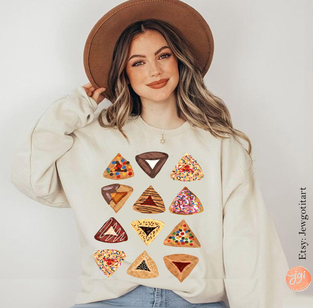 Purim Hamantaschen Baby Onesie Sweatshirt T-Shirt Sweater Purim Costume Gift Israeli Artist Jewish Holiday Kid Tshirt Design Purim Gift Idea