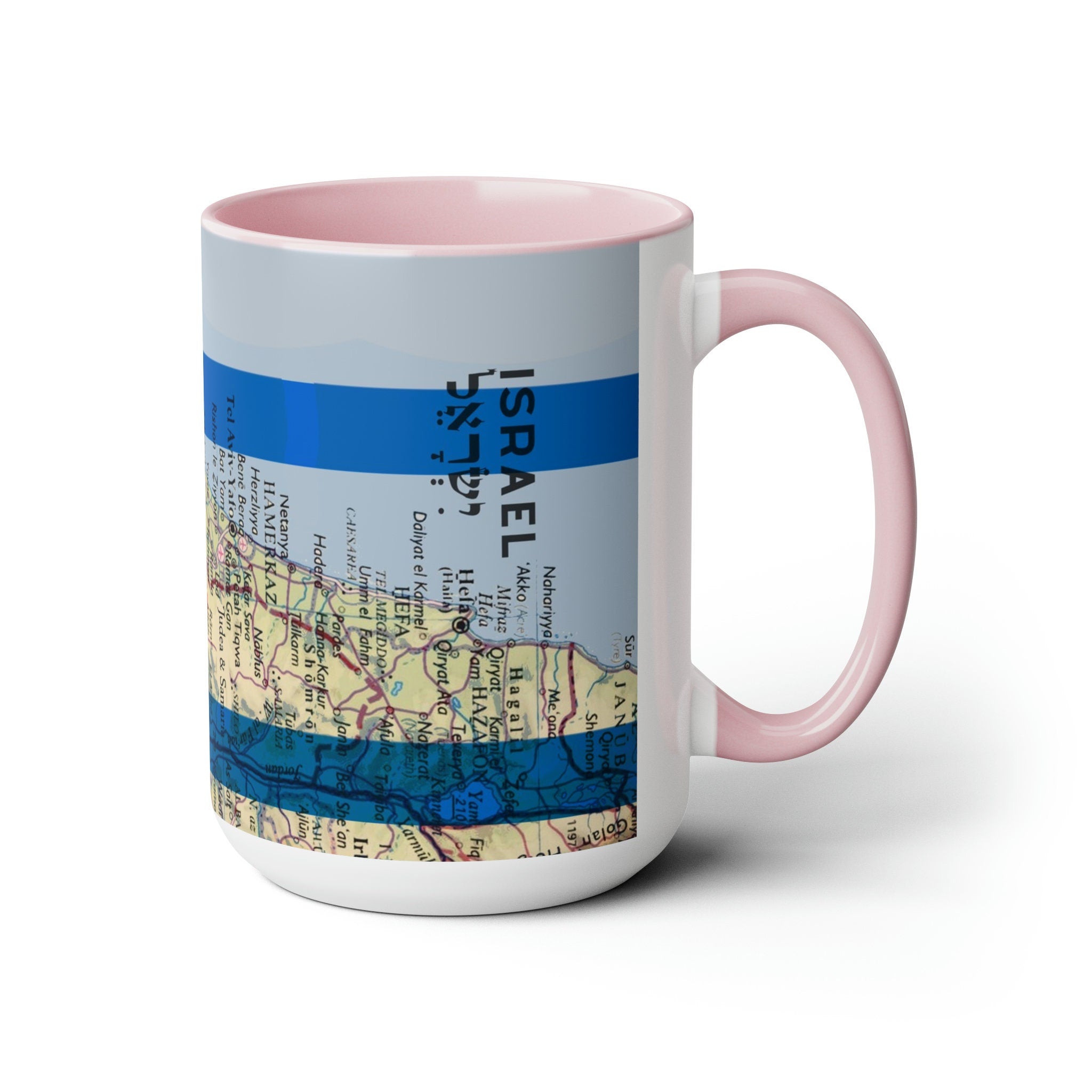 Israel Map Flag Mug Accent Coffee Mugs 11 oz red blue Am Israel Chai jewgotitart jewish gift Israelite Israeli Passover Pesach gifts 15 oz