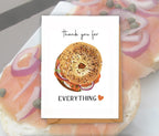 Everything bagel Thank you Card Funny Greeting food bagel lox Blank Card Set Funny colorful fun bagel love card Jewish Israel Card Thanks
