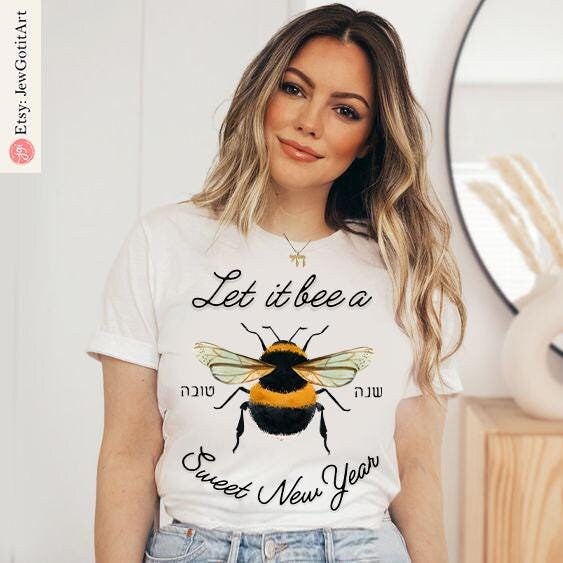 Rosh Hashanah Shirt Am Yisrael Chai graphic tees tshirt Apple Honey Art jewish gift Israeli Artist Hashana Jewish Holiday Gifts Shana Tova