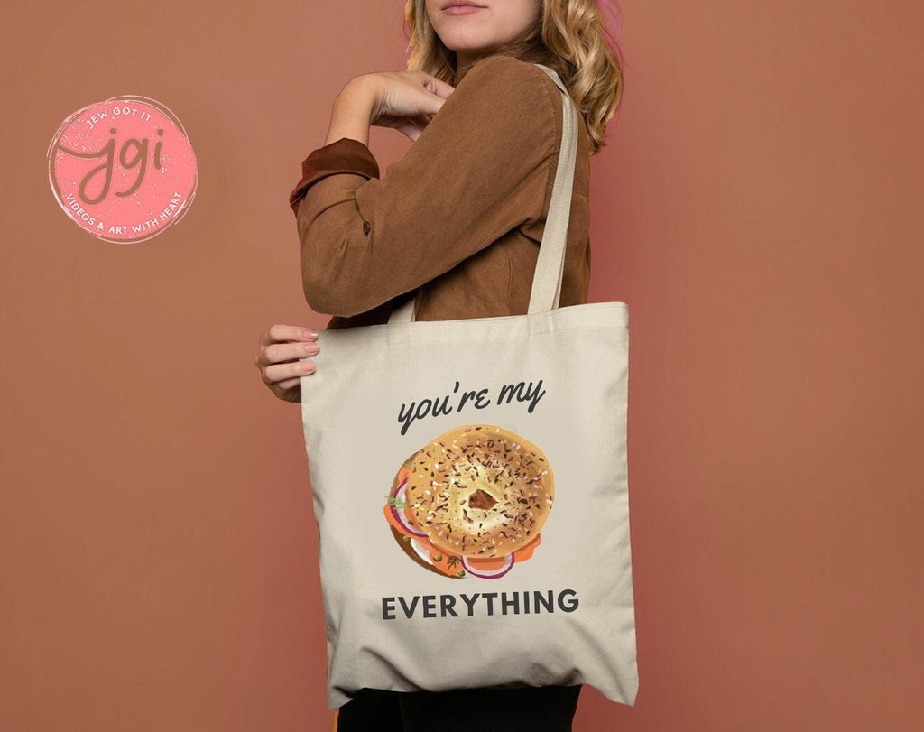 Everything Bagel Tote bag, cotton canvas bag, Tote bag, Aesthetic tote bag, Aesthetic, Gift for her, Gift for him, Art tote bag, Art, bagel