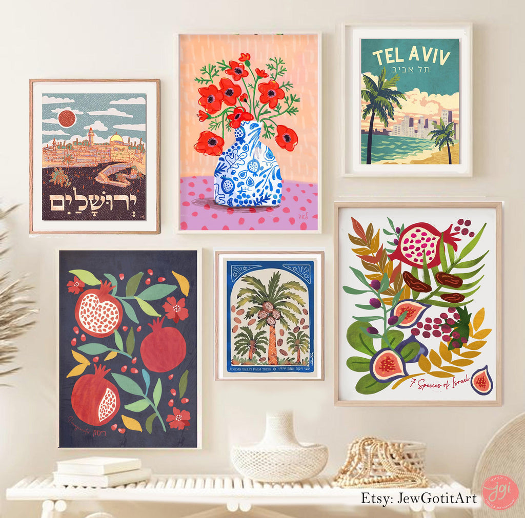 Flower of Israel Kalanit Art Print Red Poppy Flowers Wall Art Poster Jewish Gift by Israeli Artist Kitchen Decor Livingroom Decor Home Decor