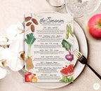 Vegan Rosh Hashanah Simanim Printable – Jewish New Year Blessings Sheet – Digital Download Table Decor – Shana Tova Holiday PDF Plant-based