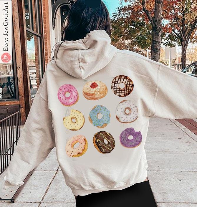 Hanukkah Donut Tshirt unisex Jelly Donuts Art Dessert Shirt woman man jewish gift Israel Design Jewish Shirt Chanukah Israeli Artist Holiday