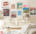 Herzliya Beach Wall Art Poster Print, Painting Hebrew Jewish Israel Jewish gift Hand drawn aesthetic Israel prints gifts Israeli Artist City