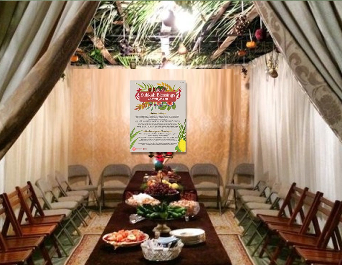 Sukkah Blessings Printable Decoration for Sukkah, decor for Sukkot, Gift, Download Brachot | Blessings sitting sukkah, feast of tabernacles