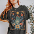 Hamsa Sun Graphic Tee | Jewish Israeli Artist Shirt | Am Yisrael Chai Israel Art T-Shirt Purim Shirt Passover Boho Jewish Apparel Sweatshirt