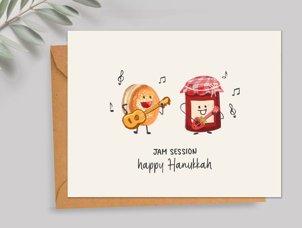 Funny Hanukkah Cards Holiday Jelly Donut Jam Session Punny Happy Hanukkah Cards donut, Chanukah Card donuts Greeting Card Set Jewish Holiday