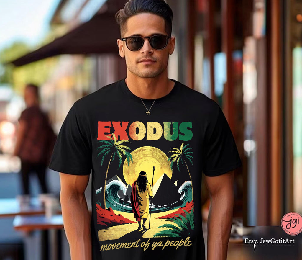 Exodus Passover T-Shirt Reggae T-Shirt Movement of Ya People Rastafarian Shirt Spiritual Gift, Biblical T-Shirt African Heritage Apparel Art