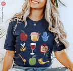 Rosh Hashanah Tshirt Am Yisrael Chai graphic tee Apple Honey Art jewish gift Israeli Artist Rosh Hashana Jewish Holiday Gifts Shana Tova