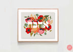 Ahava Flower Wall Art Poster Print Jewish Israel gift Hand drawn Israel Love Prints Hebrew gift Am Yisrael Chai gifts arts flowers Nature