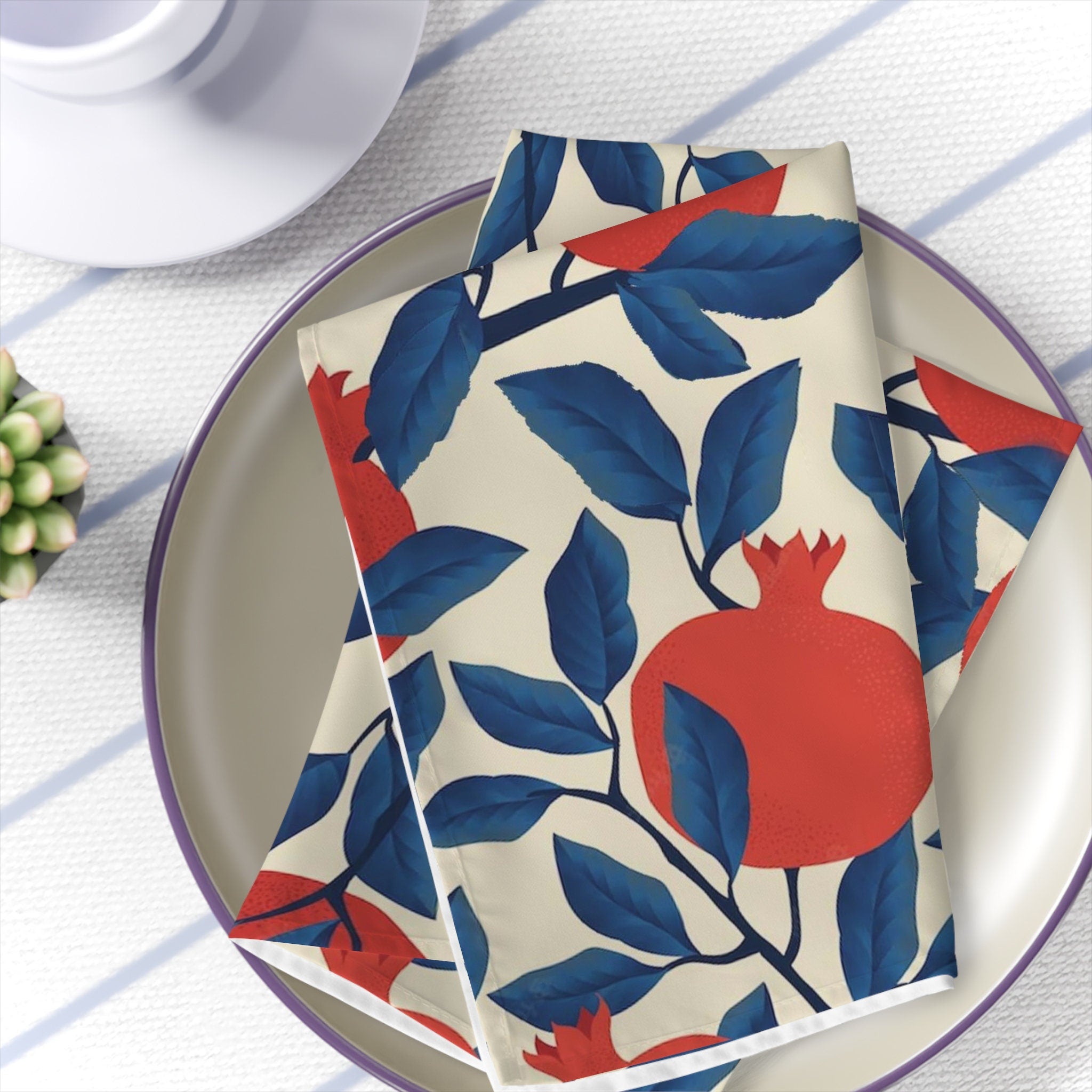 4 Set Pomegranate Napkins Cloth, fruit Kitchen decor home jewish gift Art Napkins Rosh Hashanah Gifts Am Yisrael Chai pomegranates Art